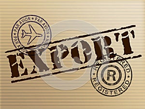 Export concept icon showing exportation of goods and products - 3d illustration