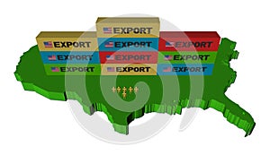 Export containers on USA map