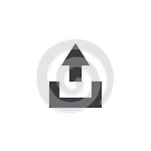 Export file icon. Upload sign. Share document symbol. Interface button. Element for design mobile app or website