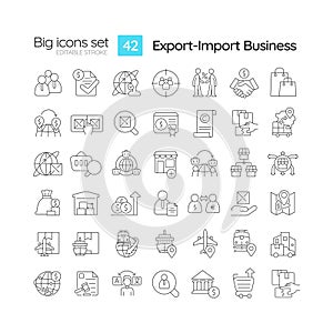 Export import business linear icons set