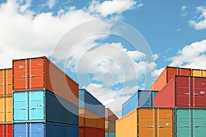 Export import cargo containers bulk in port or harbor 3d illustration