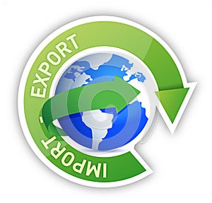 Export and import globe cycle illustration