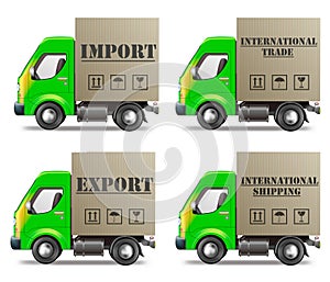 Export or import international trade and delivery