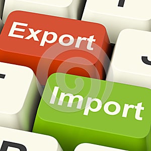 Export And Import Keys Showing International Trade Or Global Com photo