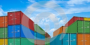 Export or import shipping cargo container stacks