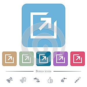 Export with inner arrow flat icons on color rounded square backgrounds