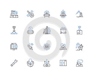 Exportation line icons collection. Trade, Globalization, Shipping, Importing, Logistics, Commerce, International vector