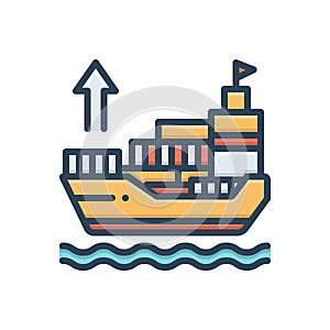 Color illustration icon for Exporter, ship and shipping