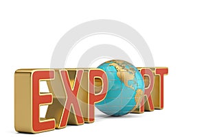 Exports word and globe business trade global corporations.3D ill