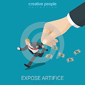 Expose artifice catch fiend businessman flat 3d vector isometric