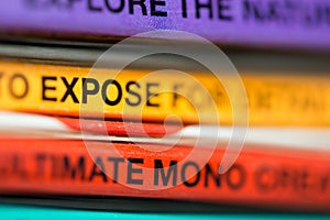 Expose text rusty close up view in vivid colorful abstract background