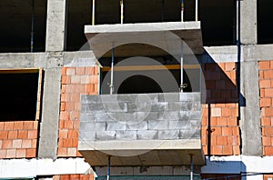 Exposed concrete structure and steel scaffolding during construction