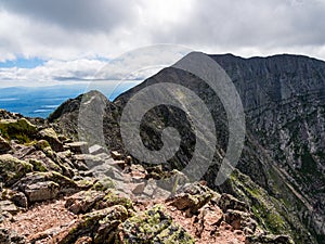 Exposed Narrow Mountain Ridge, Knife`s Edge, Katahdin