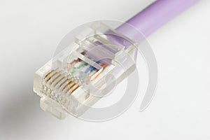 An exposed RJ45 networking plug