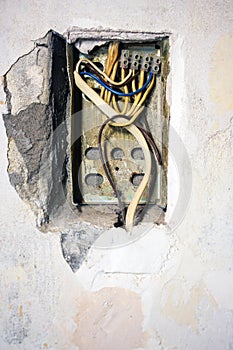 Exposed wire in the electrical wiring