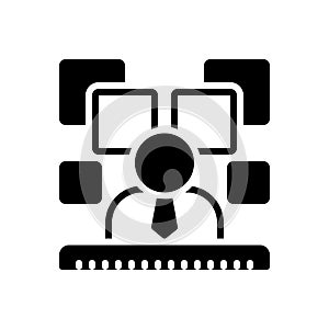 Black solid icon for Expositor, descriptor and narrator photo