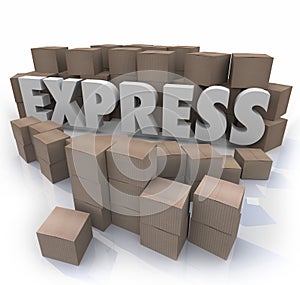 Express 3d Word Cardboard Boxes Expedited Fast Delivery Service