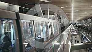 Express automatic train at futuristic airport