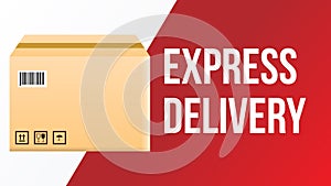 Express deivery services package box with tracking banner