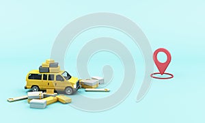 Express delivery concept Delivery by yellow scooter motorcycle with location mobile application