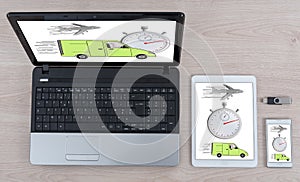 Express delivery concept on different devices