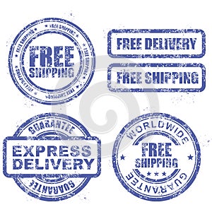 Express delivery and free worldwide shipping - blue stamps