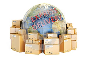 Express delivery and global shipping concept, 3D rendering