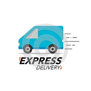 Express delivery icon concept. Van service, order, worldwide shipping.