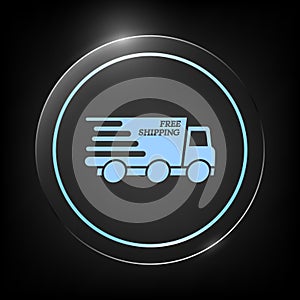 Express delivery icon. Delivery car with an inscription Free shipping.