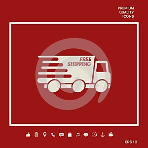 Express delivery icon. Delivery car with an inscription Free shipping