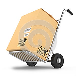 Express delivery package on a cart