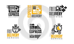Express Delivery Service Logo for Freight Shipping Company Vector Set