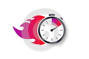 Express delivery services. Fast shipping. Fast delivery with stopwatch icon. Isolated vector illustration.