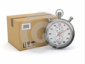 Express delivery. Stopwatch and package