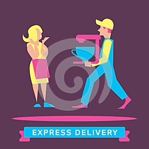 Express Delivery Symbols. Raster Illustration.