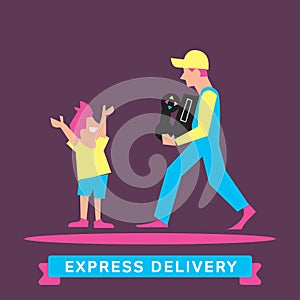 Express Delivery Symbols. Raster Illustration.
