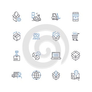 Express mail line icons collection. Expedited, Priority, Fast, Quick, Swift, Rush, Next-day vector and linear