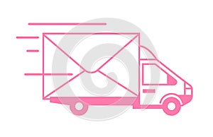 Express mail postal van delivery vector icon logo