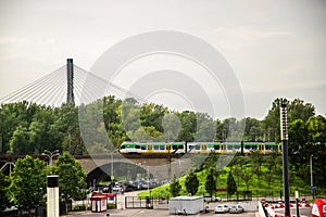 Express train on the bridge