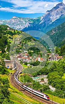 Express train at the old Gotthard railway - Switzerland