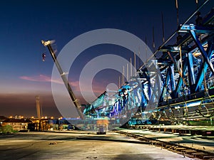 Express way construction site at twilight