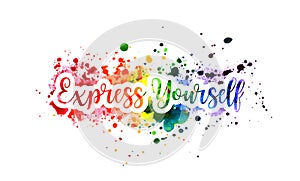 Express yourself concept, motivation poster, rainbow banner
