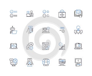 Expressing ideas line icons collection. Articulating, Communicating, Conveying, Expressing, Voicing, Sharing, Presenting