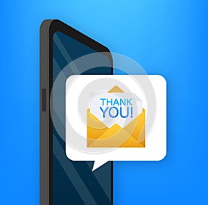 Expressing Thanks with a Smartphone Notification Vector - A vibrant design depicting a thank you message popping up on a