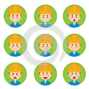 Construction Workers Avatar With Various Expression