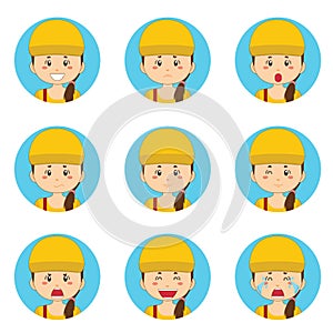 Delivery Woman Avatar With Various Expression