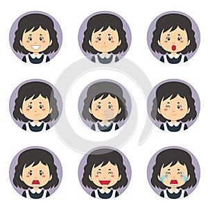 Female Housemaid Avatar With Various Expression