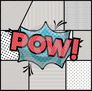 Expression bubble with pow pop art style