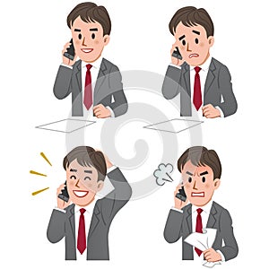 Expression of Businessman talking on the phone