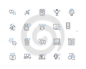 Expression line icons collection. Emotion, Communication, Articulation, Language, Sentiment, T, Inflection vector and